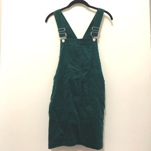 Dark Green corduroy/velvet overall dress, BNWT